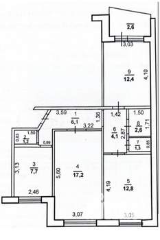 3-к квартира, вторичка, 64м2, 7/9 этаж