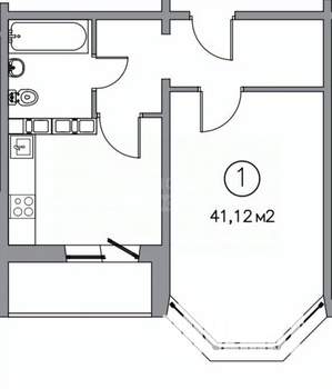 1-к квартира, вторичка, 41м2, 7/17 этаж