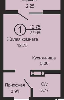 Студия квартира, вторичка, 28м2, 10/18 этаж