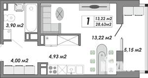 1-к квартира, вторичка, 29м2, 9/9 этаж