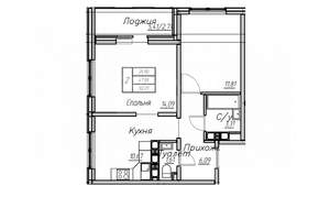 2-к квартира, вторичка, 50м2, 11/17 этаж