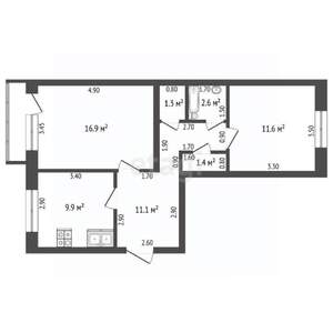 2-к квартира, вторичка, 55м2, 5/5 этаж