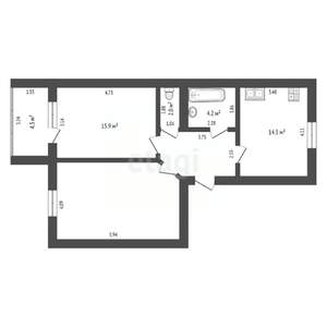 2-к квартира, вторичка, 71м2, 3/3 этаж