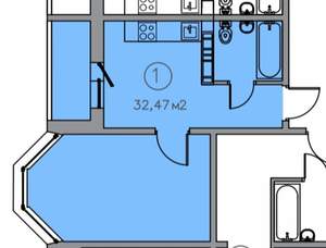 1-к квартира, вторичка, 32м2, 11/17 этаж