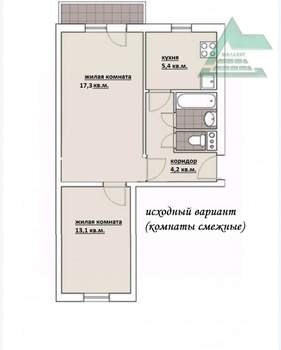 2-к квартира, вторичка, 44м2, 5/5 этаж