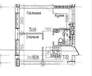 2-к квартира, вторичка, 34м2, 6/10 этаж