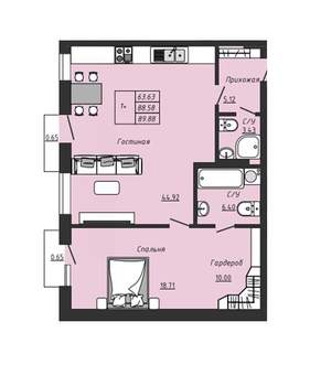 2-к квартира, вторичка, 90м2, 2/4 этаж
