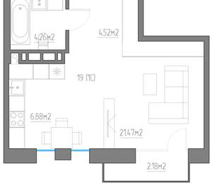 Студия квартира, вторичка, 39м2, 5/11 этаж