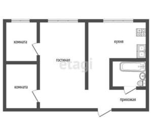 3-к квартира, вторичка, 41м2, 2/4 этаж