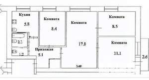 4-к квартира, вторичка, 60м2, 4/5 этаж