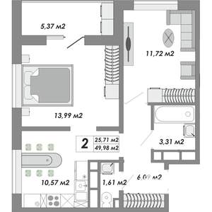 2-к квартира, вторичка, 50м2, 14/18 этаж