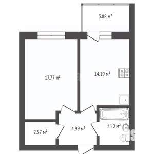 1-к квартира, вторичка, 44м2, 5/13 этаж