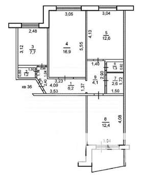 3-к квартира, вторичка, 65м2, 1/9 этаж