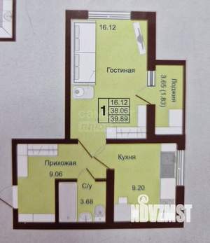 1-к квартира, вторичка, 40м2, 4/16 этаж