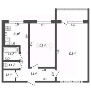 2-к квартира, вторичка, 44м2, 2/5 этаж