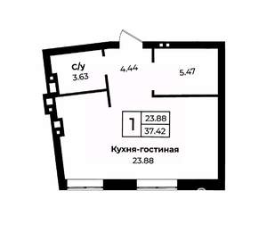1-к квартира, строящийся дом, 37м2, 11/11 этаж