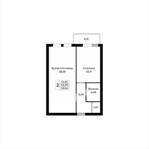 2-к квартира, строящийся дом, 54м2, 3/15 этаж