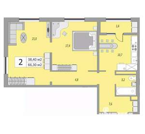2-к квартира, вторичка, 66м2, 20/24 этаж