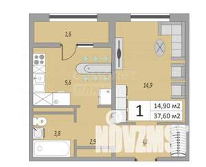 1-к квартира, вторичка, 37м2, 13/17 этаж