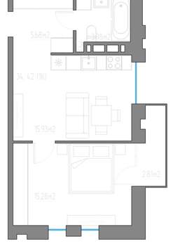 1-к квартира, вторичка, 44м2, 6/11 этаж