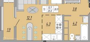 Студия квартира, вторичка, 27м2, 9/17 этаж