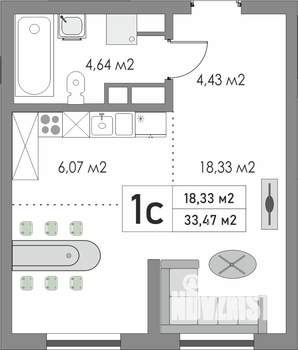 1-к квартира, вторичка, 33м2, 4/10 этаж