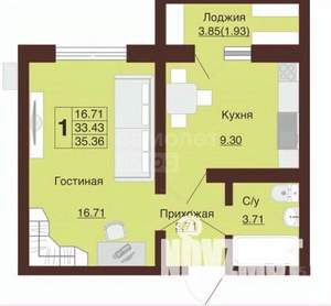 1-к квартира, вторичка, 35м2, 2/17 этаж