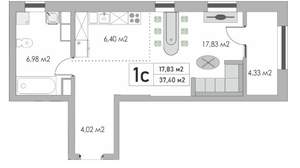 Студия квартира, вторичка, 37м2, 7/9 этаж