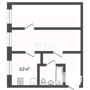 2-к квартира, вторичка, 43м2, 1/5 этаж