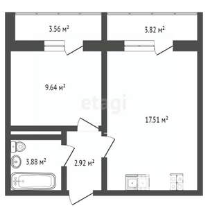 1-к квартира, вторичка, 39м2, 4/17 этаж