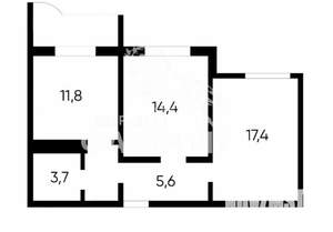 2-к квартира, вторичка, 60м2, 4/17 этаж