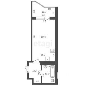 1-к квартира, вторичка, 38м2, 2/20 этаж