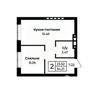 1-к квартира, вторичка, 34м2, 8/11 этаж