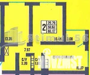 2-к квартира, вторичка, 60м2, 10/14 этаж