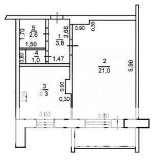 1-к квартира, вторичка, 38м2, 12/16 этаж