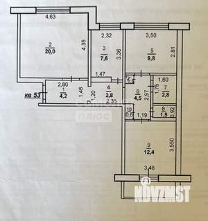 3-к квартира, вторичка, 67м2, 5/9 этаж