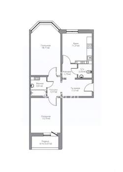 2-к квартира, вторичка, 65м2, 13/17 этаж