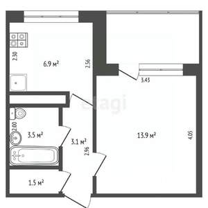 1-к квартира, вторичка, 29м2, 7/9 этаж