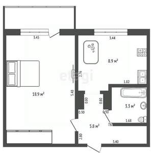 1-к квартира, вторичка, 37м2, 5/9 этаж