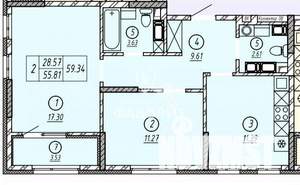2-к квартира, вторичка, 59м2, 14/16 этаж