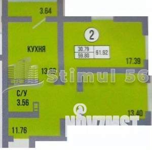 2-к квартира, вторичка, 62м2, 15/20 этаж