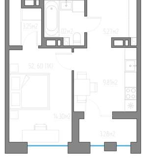 1-к квартира, вторичка, 40м2, 9/11 этаж