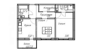 2-к квартира, вторичка, 54м2, 4/9 этаж