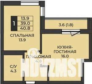 1-к квартира, вторичка, 41м2, 4/7 этаж