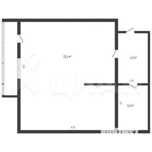 1-к квартира, вторичка, 34м2, 2/9 этаж