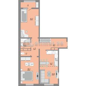 3-к квартира, сданный дом, 68м2, 22/24 этаж