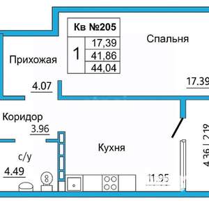 1-к квартира, вторичка, 44м2, 20/20 этаж