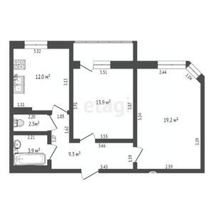 2-к квартира, вторичка, 61м2, 6/12 этаж