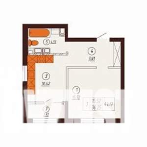 1-к квартира, строящийся дом, 41м2, 12/17 этаж