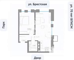1-к квартира, вторичка, 47м2, 7/9 этаж